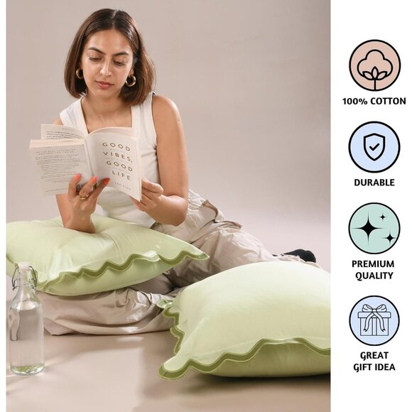 Decorative Throw Flower Forest Sage Pillow Covers for Couch Living Room 18x18 - Picture 2 of 8